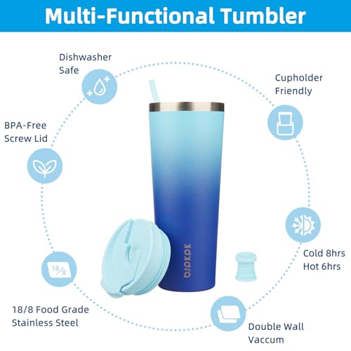 Image of BJPKPK 26 oz Coffee Tumbler with Straw, Insulated Stainless Steel Cup