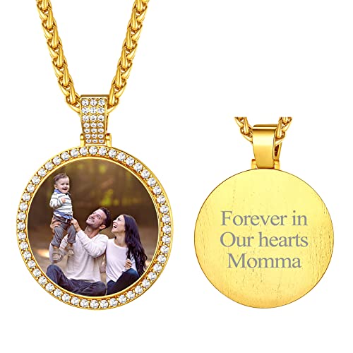 FindChic Creative Photo Necklace Personalized for Men Women Dog Tag/Square/Round/Angel Wing/Cat/Oval Shaped Stainless Steel/18K Gold Plated Picture Pendant Custom Text Memorial Jewelry, with