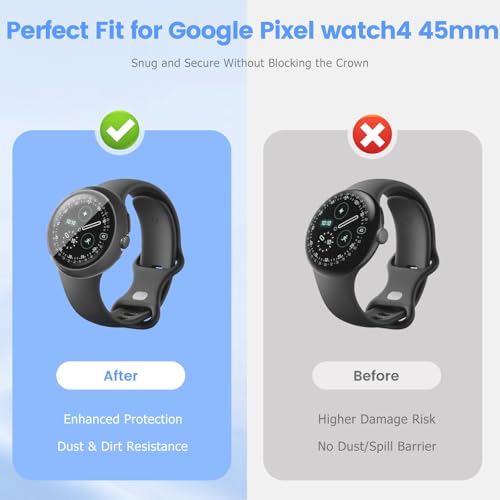 Coque Pixel Watch 4 45 mm anti-choc protège l'écran PC rigide