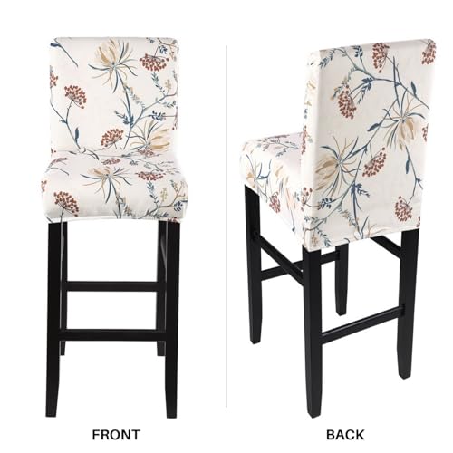 Image of SearchI Bar Stool Covers Set of 4, Stretch Washable Barstool Seat Covers, Counter Height Chair Covers for Kitchen Dining Room Cafe (Beige Flower 1)