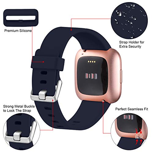 Oielai Wristband for Fitbit Versa 2, Silicone Sport Classic Replacement Band for Women or Men, 11 Dark Blue, S 5.5"- 7.1" - Image 4