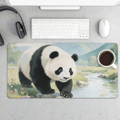 Desk Pad Protector 24x12 Inch Extended Panda Playful Fish