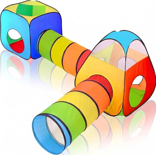 NUBUNI 4 en 1 Pop Up Jouer Tente avec Tunnel, Balle Pit pour Les Enfants, garçons, Filles, bébés et Enfants en Bas âge, Playhouse intérieur/extérieur B