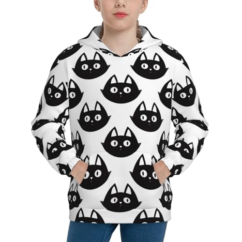 Black Cats Kids Pullover Hoodies Boys Sweatshirts Girls Athletic Clothes with Pocket