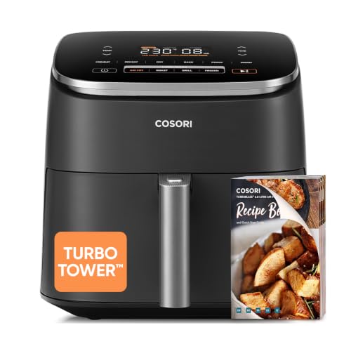 COSORI Air Fryer 6L TurboBlaze, Friteuse sans Huile 9-en-1, Moteur DC 5 Vitesses, Compacte, 53dB Silencieuse, -64% d'Énergie, Panier Antiadhésif Lave-Vaisselle, Jusqu'à 3-5 Personnes, 30-230°C