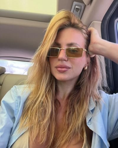 Image of Small Y2K Narrow Rectangle Sunglasses for Women Men | Trendy Raves,80s 90s Retro,Lightweight,Thin Metal Frame,UV400 Protection,Fashion Glasses for Festival Travel Driving