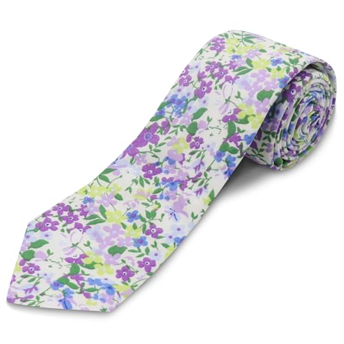 Image of Cotton Floral Ties for Men 2.76 inch Men's Skinny Tie Linen Flower Printed Neck Tie for Wedding Dating Party