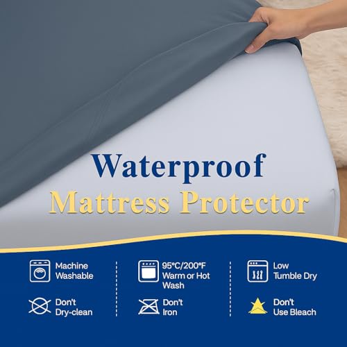 Image of Waterproof Soft Non-Woven Mattress Protector for Bed in Size 30 inchx72 inch |Breathable Elastic Fitted Mattress Cover for 10-Inch Deep Mattresses - Grey