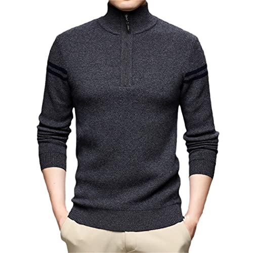 Pull en laine mérinos épais YIOLEAMP col roulé gris XL haut de gamme