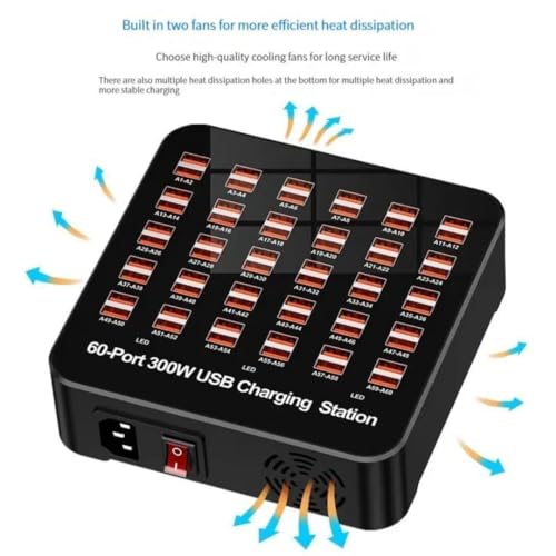 Image of Smart 60 Ports USB Hub Charging Station Power Outlet Multi Port Speed Dock Charger Suitable for Hotels, Shops, Schools, Shopping Mall and Travel - Black (60 USB Port)