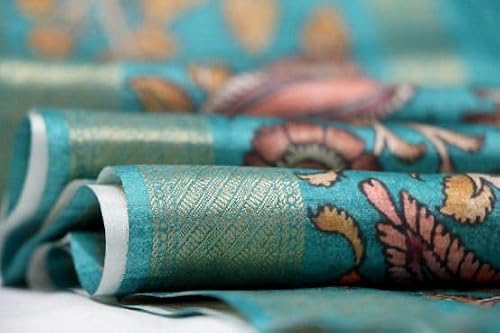 SARI HUB teal tussar silk saree in tussar silk – image 2