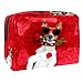 Produktbild Make-up-Tasche mit roter Rose und Hundemotiv, Reiseaufbewahrung, Kosmetiktasche für Damen und Mädchen, Mehrfarbig1, 18.5x7.5x13cm/7.3x3x5.1in,