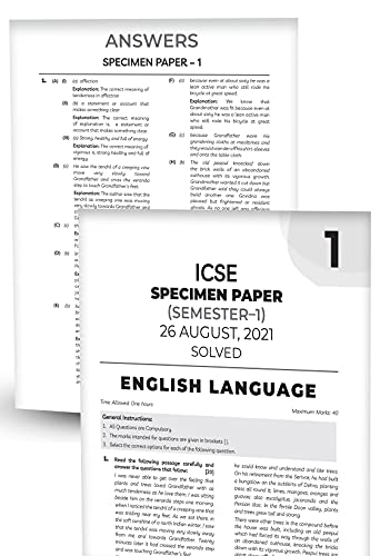 Image of Educart ICSE Semester 1 English Paper 1 (Language) + English Paper 2 (Literature) Class 10 Sample Papers MCQ Book For 2021 Exam (Based on 26th Aug ICSE Specimen Paper)