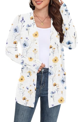 Image of Yincro Womens Lightweight Cardigan Long Sleeve Open Front Casual Sweater Cardigans with Pockets