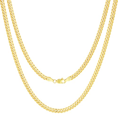 Nuragold 14K Real Yellow Gold Solid Miami Cuban Link Chain Necklace 16"-30" (2.7mm-11mm) Italian Jewelry for Men & Women2