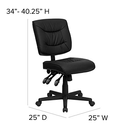 Flash Furniture Mid-Back Black Leathersoft Multifunction Swivel Ergonomic Task Office Chair #TOP2
