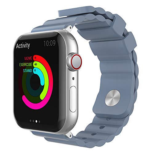 AHASTYLE iWatch Armband Silikon Ersatzriemen Kompatibel mit Apple Watch 38 mm, 40 mm, 42 mm, 44 mm, iWatch Serie 5 (2019), Serie 4, Serie 3, Serie 2, Serie 1 (42/44mm, Himmel Grau)