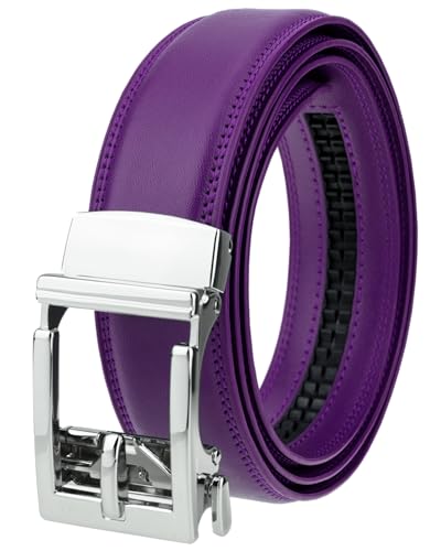 Gelante Ratchet Belt for men Mens Belts Leather 1.3 Adjustable Trim to Fit Dress Belt G806 Purple