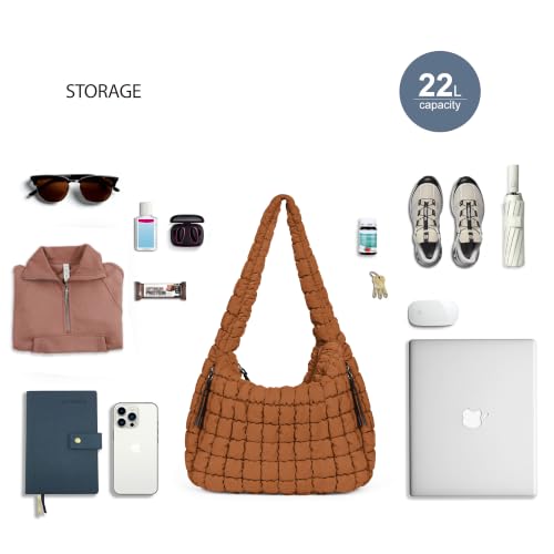 Image of ODODOS Quilted Carryall Tote Bag for Women Crossbody Hobo Lightweight Padding Shoulder Bag