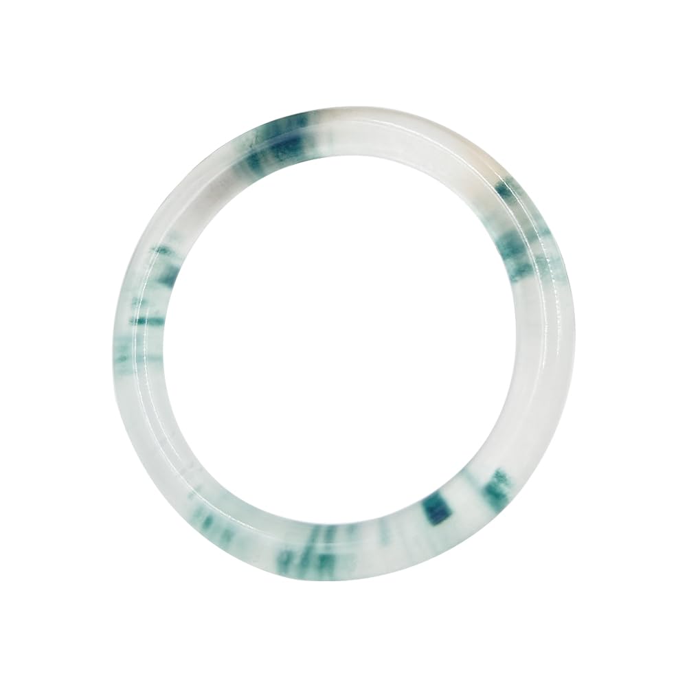 SnamicE Jade Bangle Bracelet for Women - Chinese Natural Jade Good Luck and Wealth Bracelet - White Fashion Bangle for Christmas and Birthday,piaohua-60-61mm