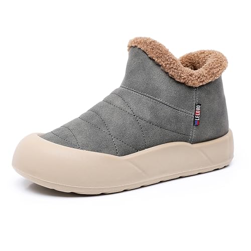 MlYJmer Botas de Nieve para Mujer Forradas de Piel, Botas de Invierno Cálidas y Cómodas,Gris,39 EU
