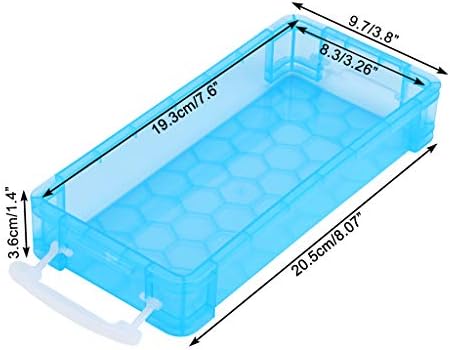 BSTKEY 6 Colors Stackable Translucent Pencil Boxes - Multifunctional Clear Plastic Storage Box Holder Organizer Office Home Container, Rose Red, Blue, Green, Purple, Orange, Clear