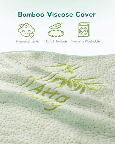 Image of Toddler Pillow, Adjustable Memory Foam Small Pillow for Toddler 2 Years & Above, 13 inch x 18 inch Mini Size for Kid Sleeping, Napping or Traveling, Washable No Zipper Pillowcase, Green