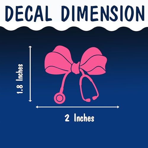 Image of Set 2Pcs Nursing Stethoscope Pink Bow Rearview Mirror Decal Funny Nurse Doctors, Medical Health Decals, Water Bottle Laptop Window Stickers, Vinyl Waterproof 2x1,8 Inches Car Decals