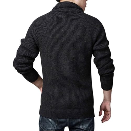 Men's Shawl Collar Cable Knit Sweater Thicken Warm Menclothing Cardigan Casual Textured Button Down Cardigans4