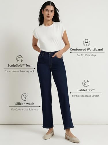 Image of FableStreet Women's Mid Waist Jeans |Wide Leg Jean - Perfect for Travel, Party & Everyday Use