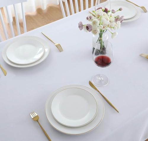 LivinEase Rectangular Tablecloth 140x200cm, 250 GSM Cotton Blend White Table cloths for 4 to 6 Seater Table - Image 3