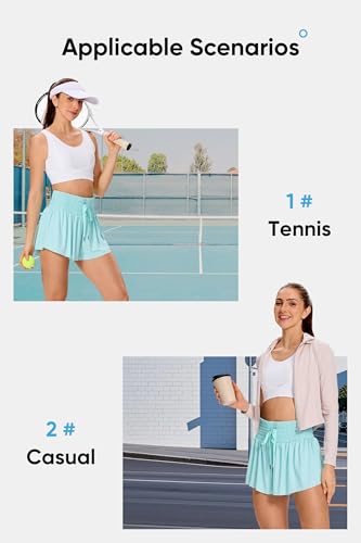 Image of Flowy Athletic Shorts for Women Gym Yoga Workout Running Biker Spandex Butterfly Tennis Skirts Cute Clothes Summer