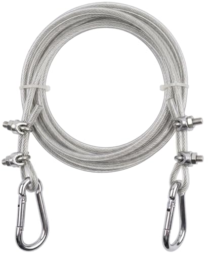Image of 10 Meters Heavy Duty 4mm PVC Coated Steel Clothesline Wire Ideal for Home Use, Adjustable U-Clamps, Rustproof Anti-Sag, with Carabiner Hooks (Wall Hooks Not Included)