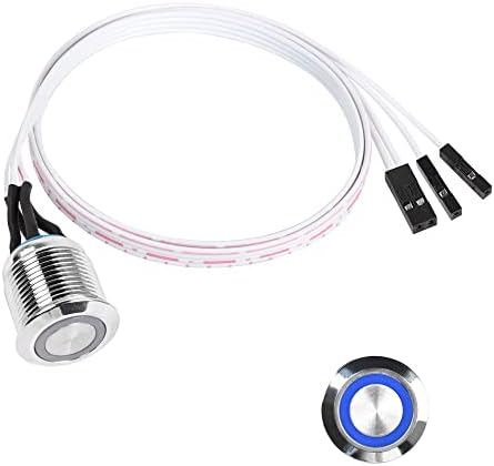 YACSEJAO 16mm Chassis Switch Host Metal Button Desktop Computer Host Switch Cable Metal LED Power Button ATX Supply On/Off for DIY Computer Switch