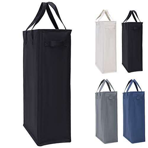 IHOMAGIC 45L Panier à Linge Mince, Panier à Linge Portatif à Longues Poignées, Pliage Corbeilles à Linge et Étroit Sac à Linge Rectangulaire, Organisateur de Vêtements Sales, 39x19x60CM, Noir