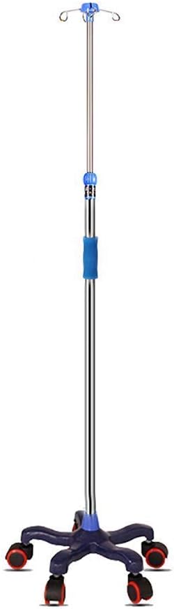 ZYLEDW Trolleys,Household Serving Cart Large Height Adjustable Infusion Holder Deluxe Drip Stand for Hospital, 4 Hooks, 5 Universal Wheels, Stainless Steel : Industrial & Scientific