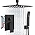 Aolemi Ceiling Mount Shower System, 12 Inch Rain Shower Head with Handheld Spray High Pressure Shower Faucet Set Rough-in Valve and Shower Trim Included Bathroom Matte Black Square Knob