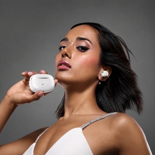 Image of Wireless TWS Earbuds Compatible with Boat Nirvana Ion ANC, 32dB Active Noise Cancellation, 120H Playback, Bluetooth v5.3, Quad Mic ENx, App Support, Crystal Sound, in-Ear Earphones (Quartz White)
