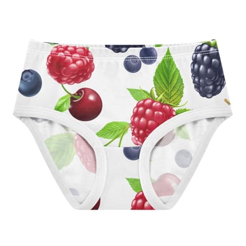 Toddler Underwear Floral 2t Cotton Girl Panties Cute Durable Kids Undies Briefs Fruits Berries Raspberries White