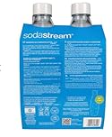 SodaStream 1 Litre Slim Reusable Dishwasher Safe Water Bottles Pack of 2 for Spirit, Terra, Art and Source Sparkling Water Makers for SodaStream Flavours - 2x 1 Litre Water, White