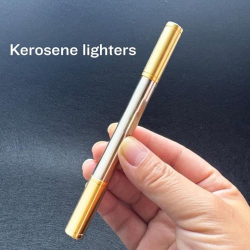 Image of Smoke King Brass Wheel Lighter, Vintage Trench Flame, Refillable Dual Tank, 360 Rotating Nunchaku Design, Creative Retro Gift for Men (Fuel Not Included)