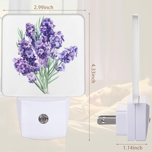 Image of YASHILAIYA Lavender Bouquet Night Light,Flower Botanical Night Lights Plug into Wall for Boys Girls Gifts for Stairway Hallway Bedroom 0.5W Nightlight