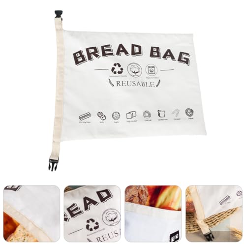 Bolsa de pan reusable de algodón con hebilla fuerte para despensa 5