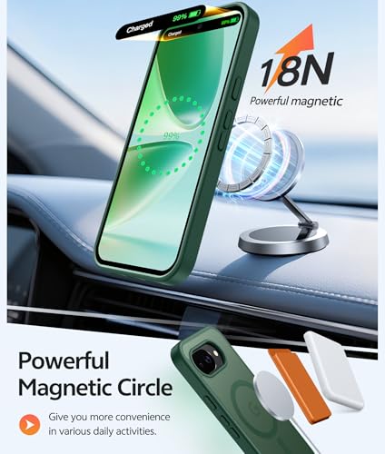 Image of FNTCASE for Google Pixel 10a Case: [Compatible with Magsafe] Translucent Matte Cases with [Screen Protector] Military Grade Shockproof Protective Magnetic Phone Cover for Pixel 10A - Green
