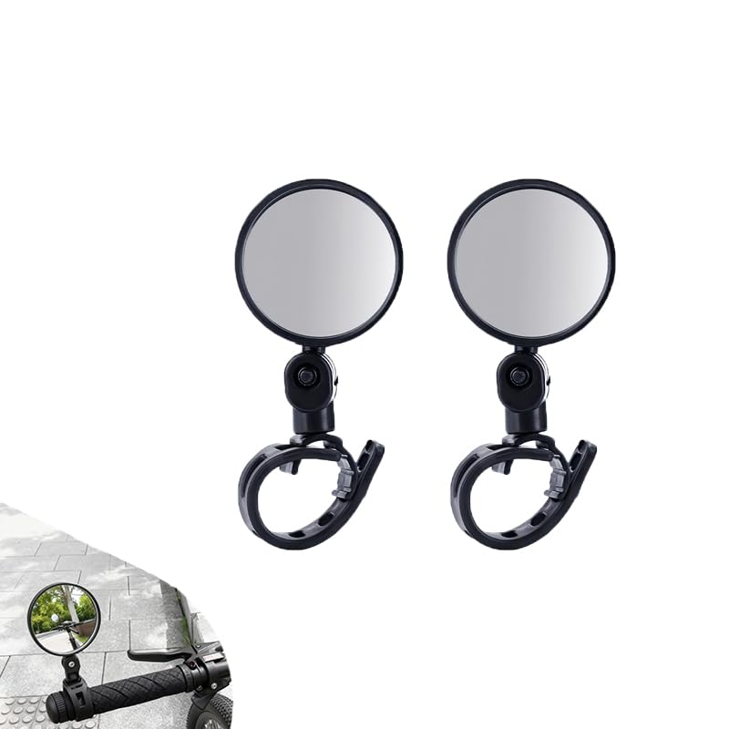 Set De 2 Espejos Retrovisores Para Bicicleta HD, Ajustables A 360° Y Plegables – Universales Para Manillares De 20 A 38 Mm – Espejos Para Bicicletas De Montaña, Bicicletas De Carretera Y E Bikes
