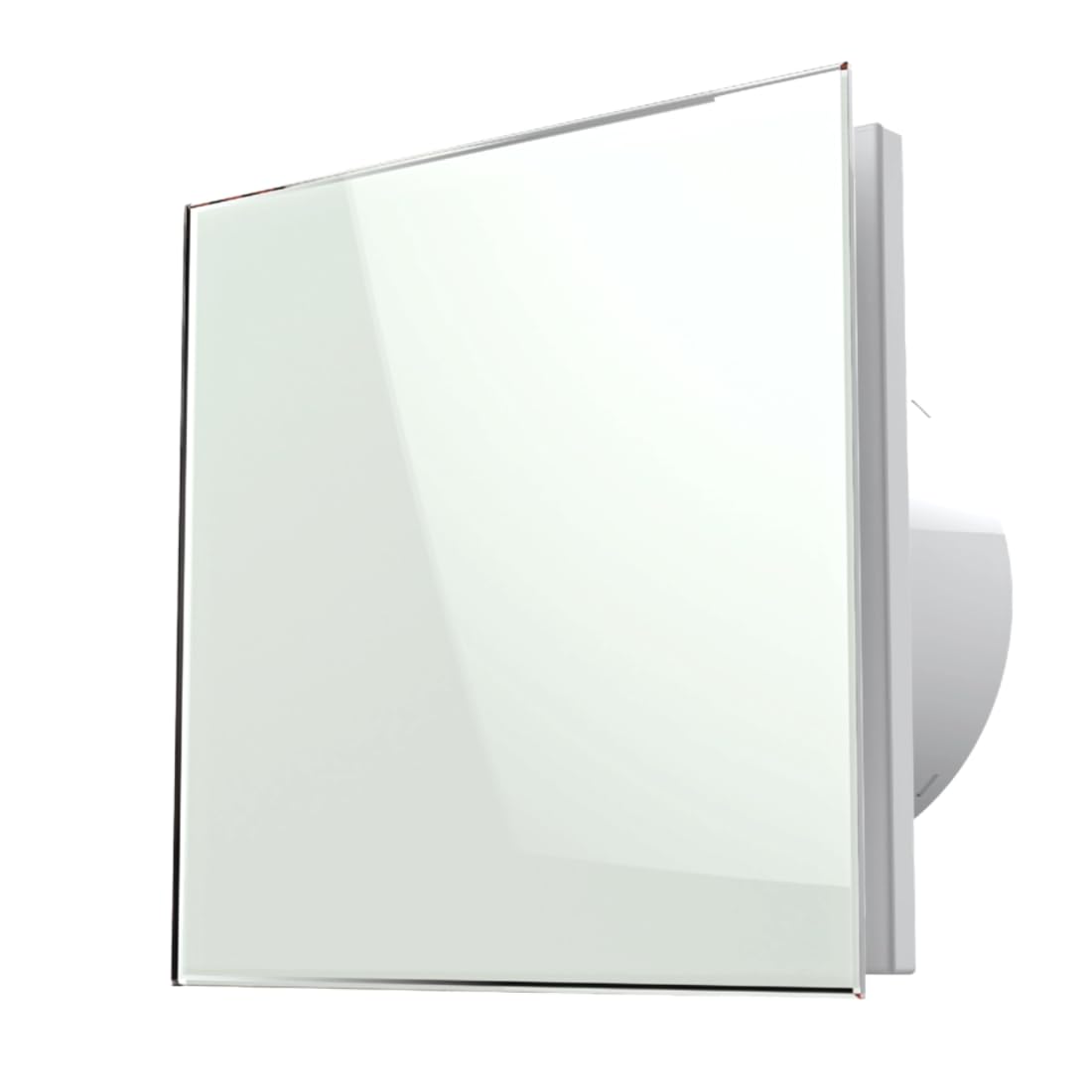 Vlano Badlüfter EOS 125 H WH, mit Feuchtigkeitssensor & Nachlauf, 125 mm, Glasfrontplatte, Rückschlagklappe, Leiser Betrieb, IP 45, LED Hintergrundbeleuchtung, Abluftlüfter Hygro und Nachlauf, weiß