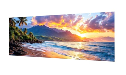 Broderie diamant 60x150cm plage d'Hawaï pour déco murale DIY