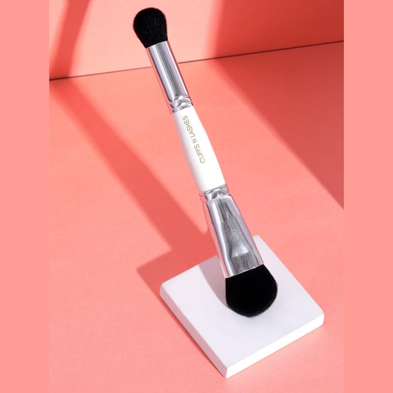 Image of Cuffs N Lashes Dual Makeup Brush | 2-in-1 Concealer &Foundation Brush | Seamless Blending for Liquid &Powder | Soft Premium Bristles | Travel Friendly Multipurpose Face Brush