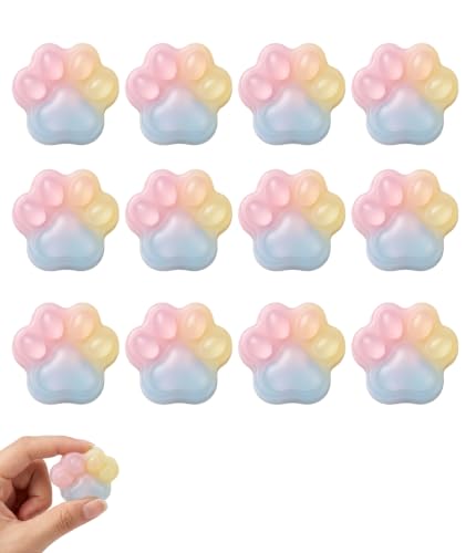 Image of 12PCS Taba Squishy Cat Paw, Taba Squishy for Relaxing Sensory Fidget Pinch Family for Kids Cat Paw Squeeze Cute Beautiful Cat Paw (yellow1)