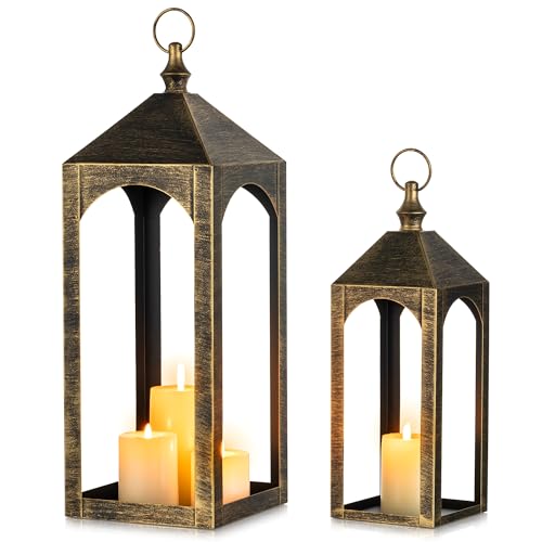 Staymoment Large Outdoor Lanterns for Porch: 23" & 17" Set
